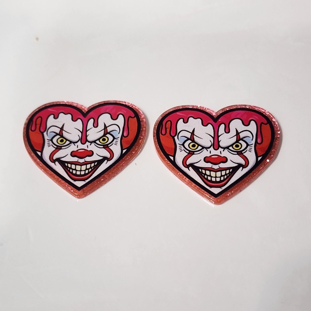 Clown Horror Flatback 2 Flats Mini Earrings Keychain Beaded Pen Magnet Crafts
